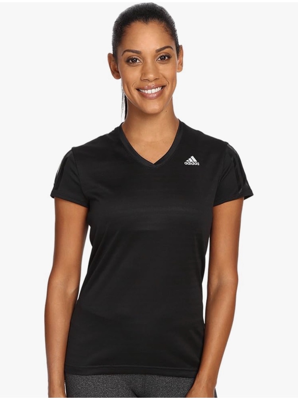 Adidas Climate Black Women’s V-Neck Short Sleeve Athletic Running Tee NWT